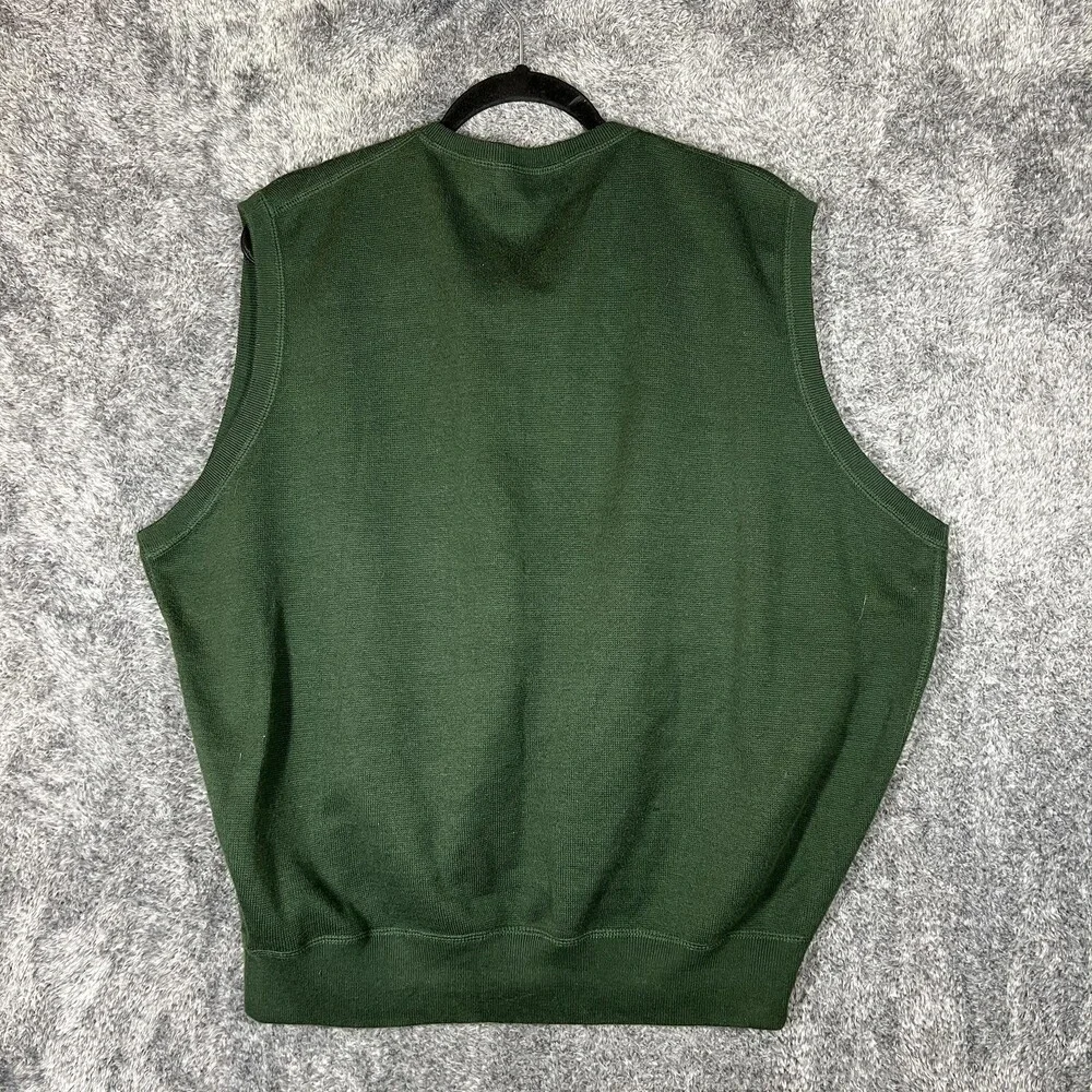 Polo Ralph Lauren Sweater Vest Mens XL Green V Neck Cotton Knit Pullover Golf